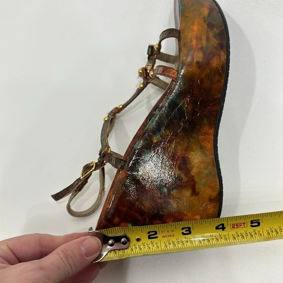 Stuart Weitzman Strappy wedge sandals orange and blue size 38 - Picture 11 of 13